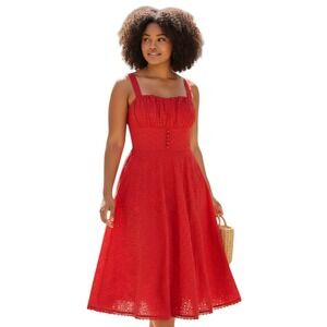 Timeless London Eyelet Empire Waist Womens size 18 Valerie Midi Romantic Dress